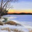 Sunset on Frozen Lake